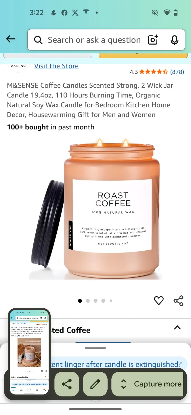 M&Sense Roast Coffee Scented Candle - 19.4oz thumbnail