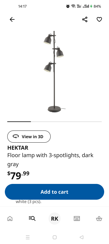 IKEA HEKTAR Floor Lamp - Dark Gray