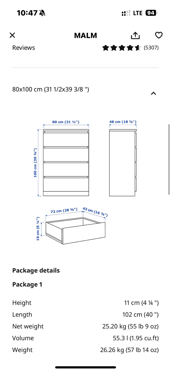 IKEA MALM 4-Drawer Chest - White - photo 4