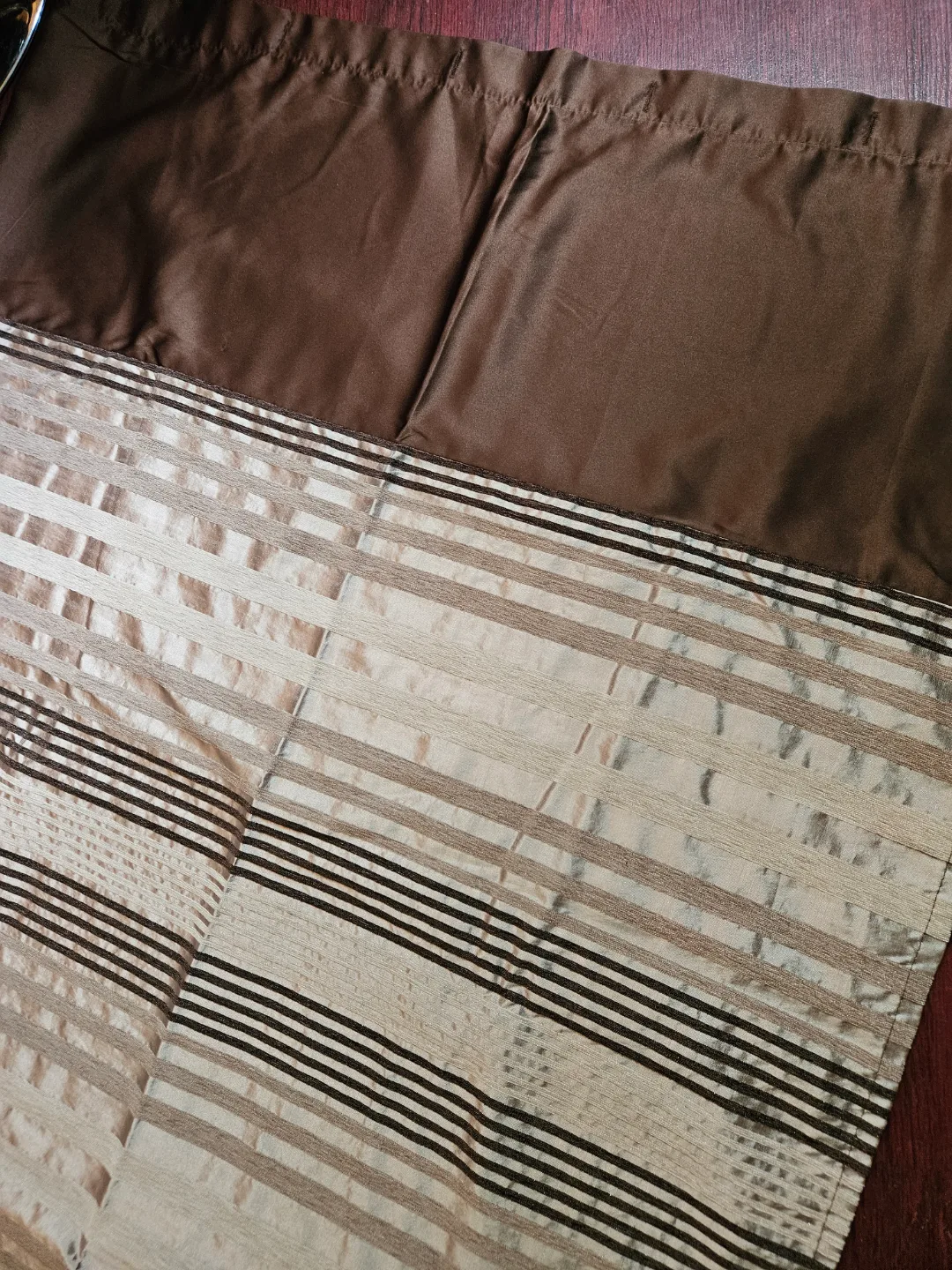 #freecycle Elegant Brown and Beige Striped Curtains image indicator(2)