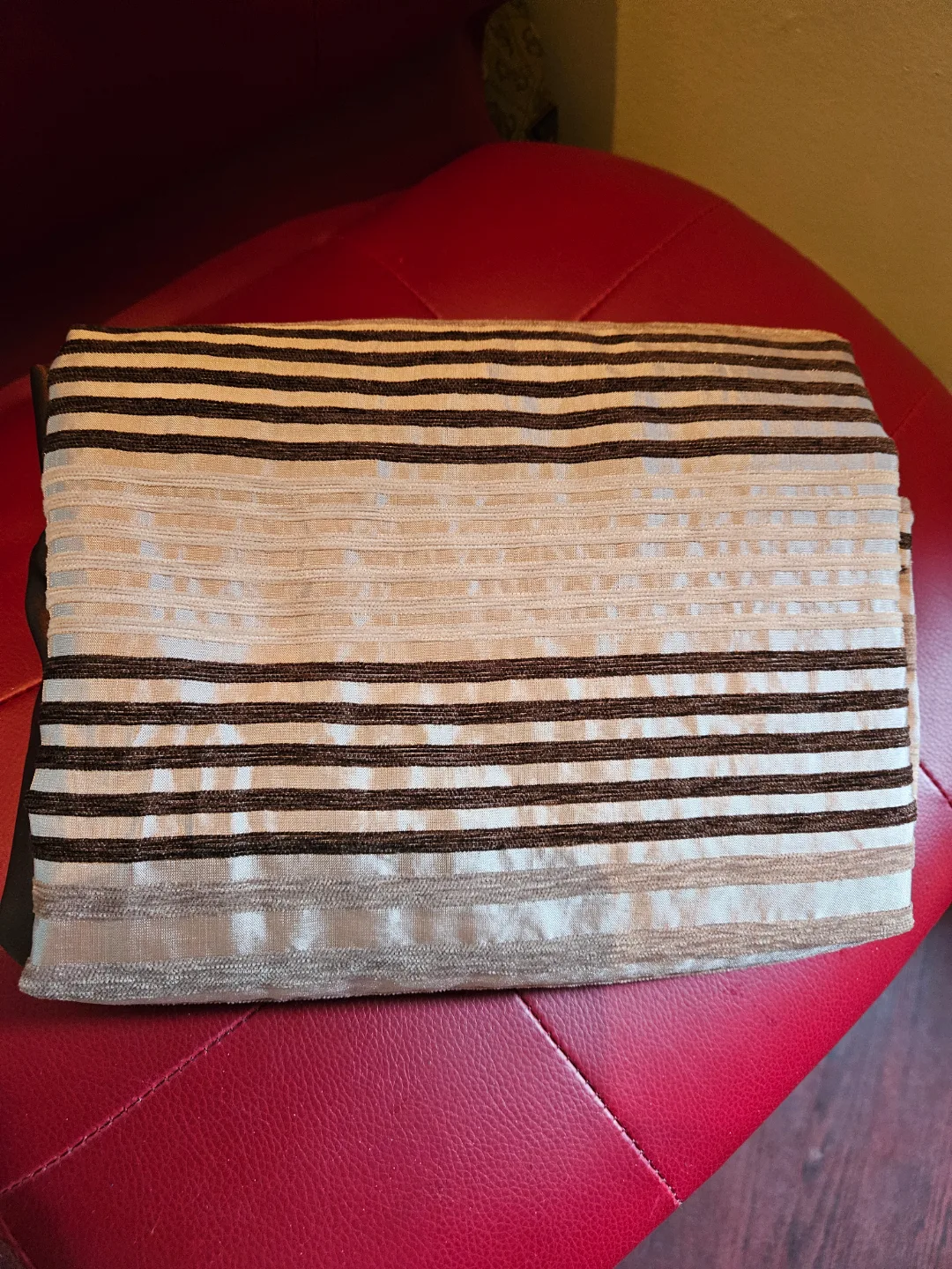 #freecycle Elegant Brown and Beige Striped Curtains image indicator(4)