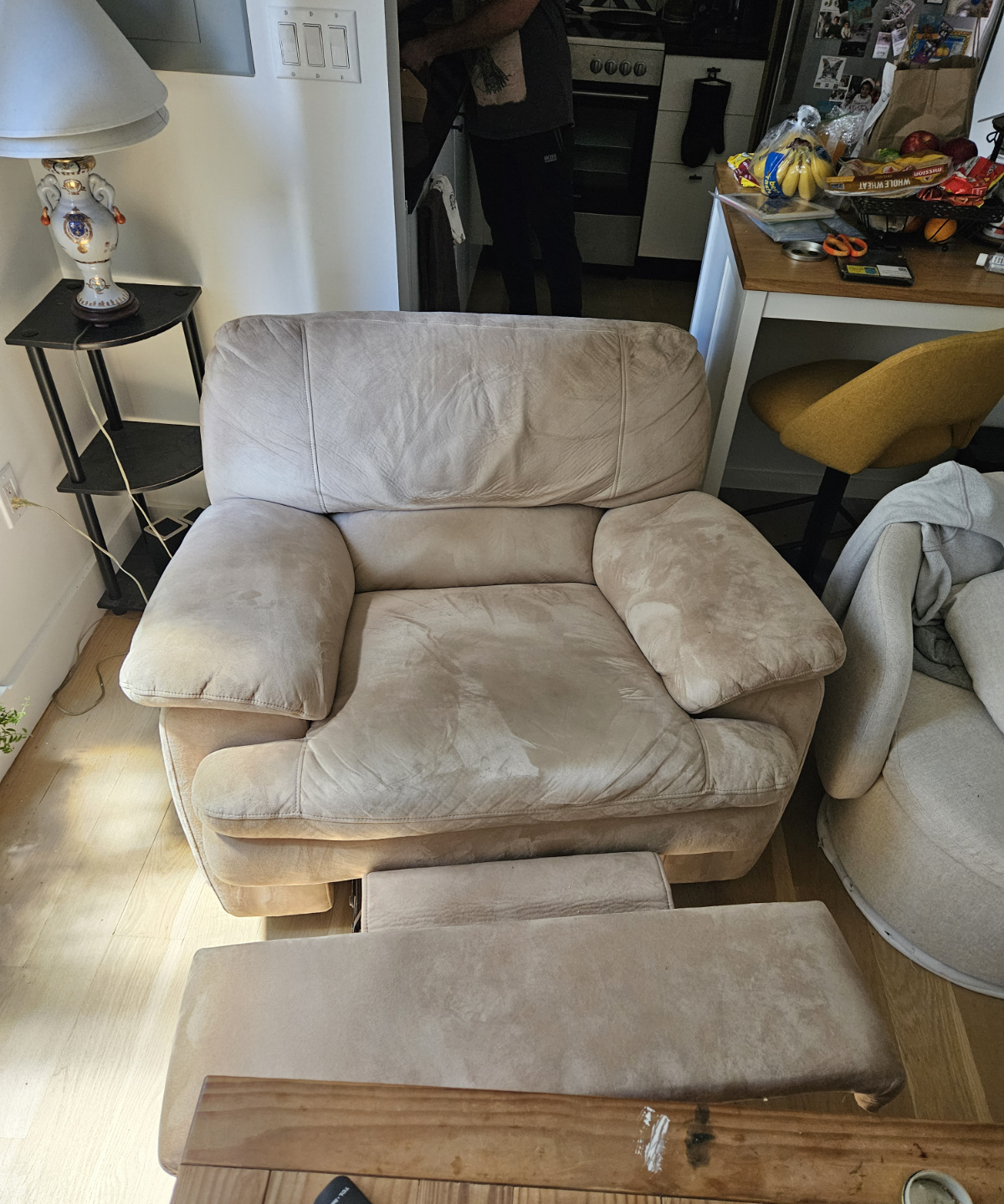Reclining rocking Chair - Beige Microfiber - photo 2