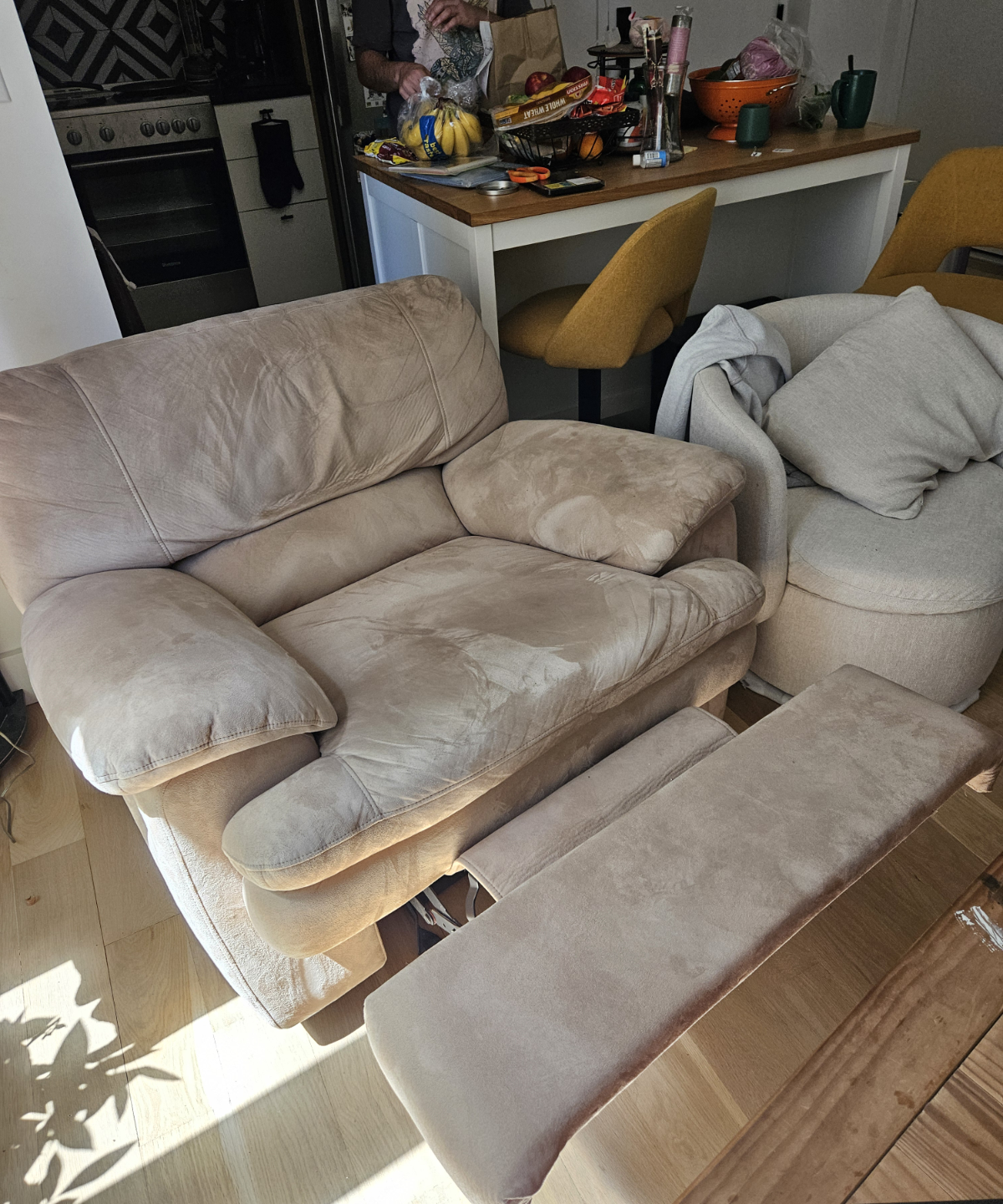 Reclining rocking Chair - Beige Microfiber - photo 3