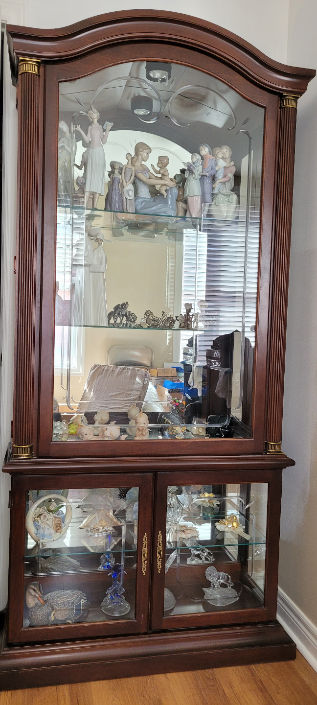 Large Wooden Curio Cabinet with Glass Shelves - photo 2