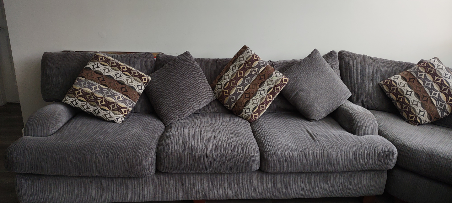 Grey Sectional Sofa with Throw Pillows - photo 2