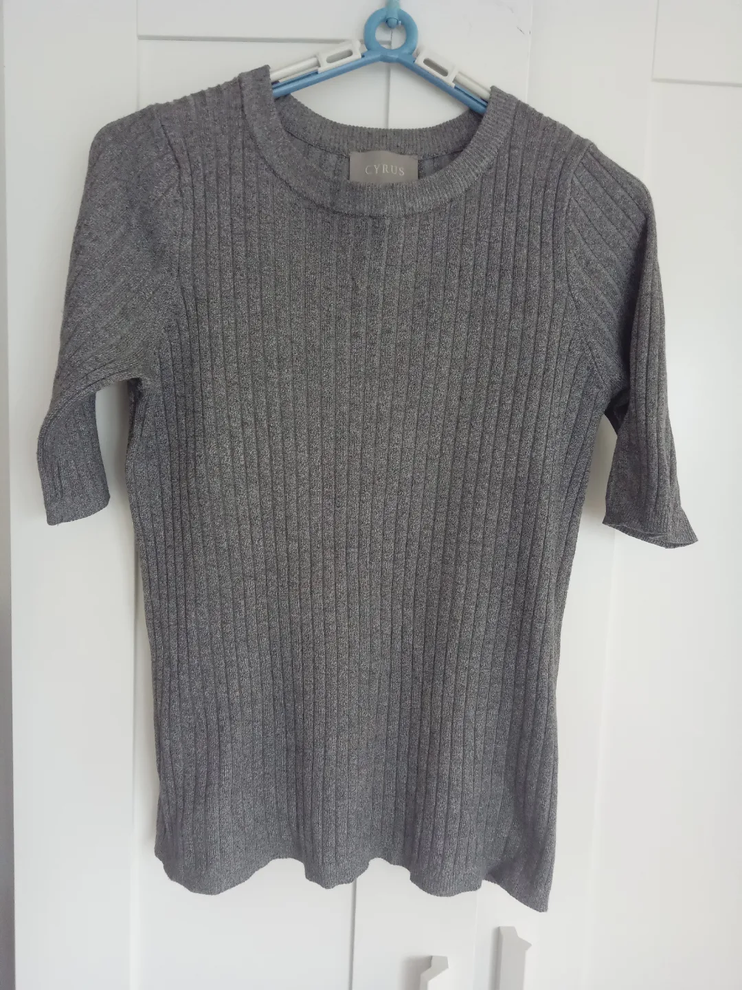 Cyrus Women's Grey Ribbed Knit Top thumbnail