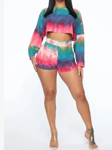 Tie-Dye Knit Two-Piece Short Set thumbnail