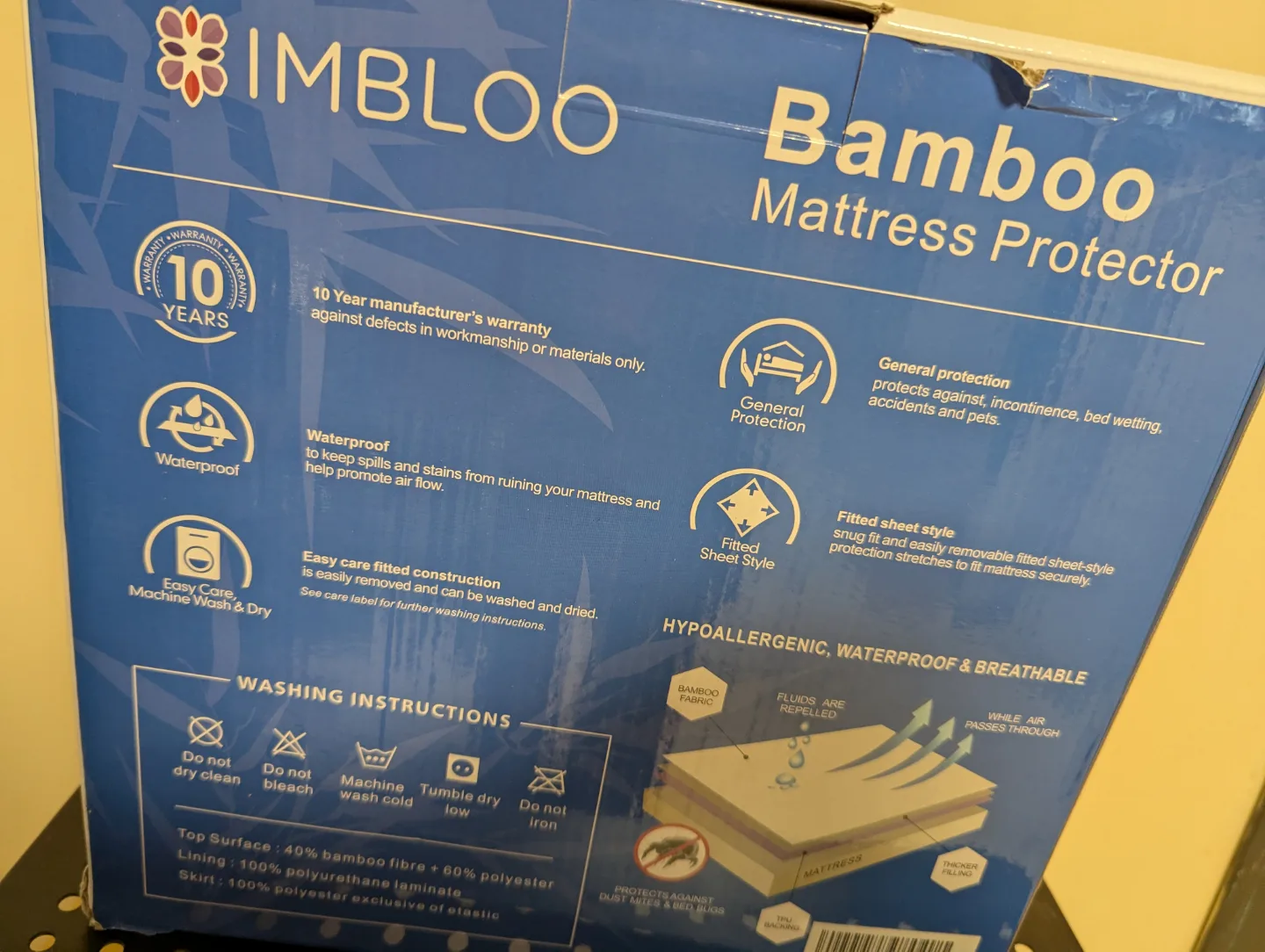 Imbloo - Bamboo Mattress Protector (Queen) ~ *NEW* image indicator(3)