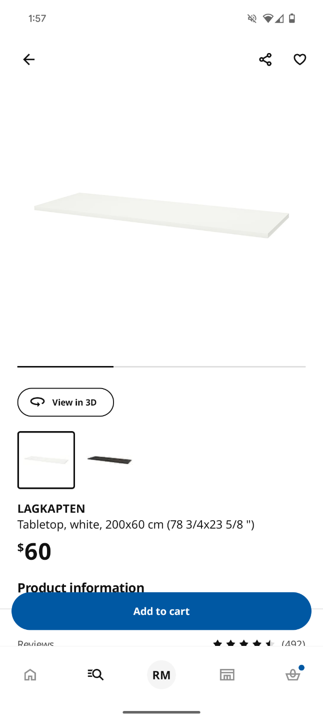 IKEA LACKKAPTEN White Tabletop - 200x60 cm - photo 3