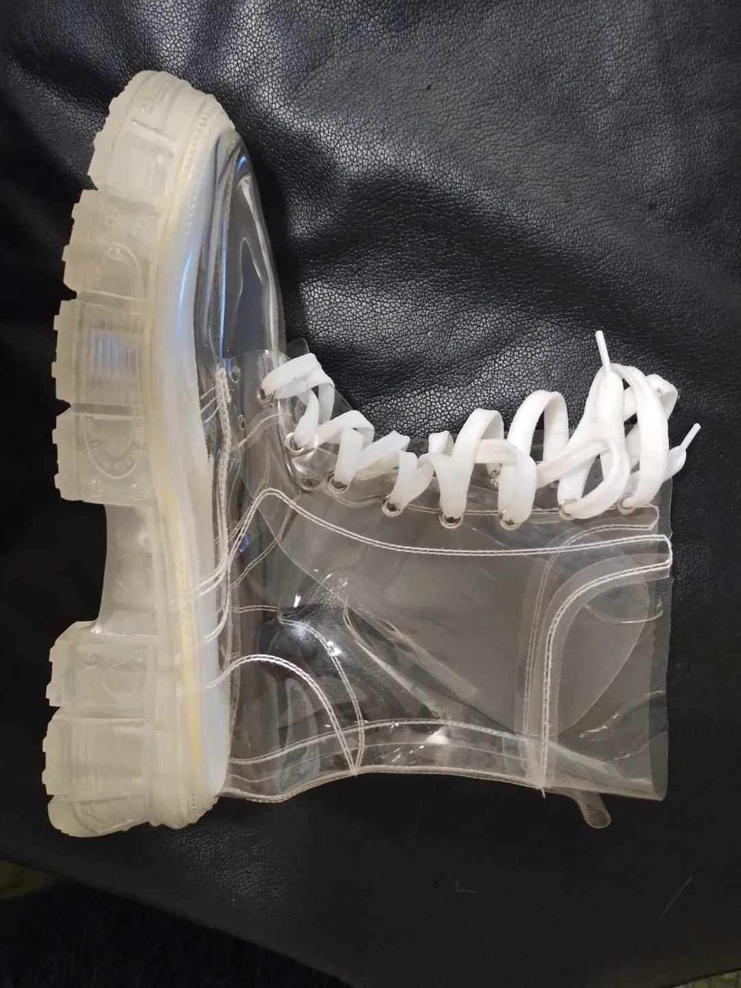 Clear see-thru Combat Jelly Platform Boots rare image indicator(4)