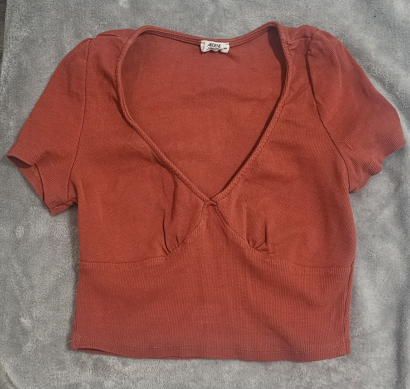 Ardene Burnt Orange Ribbed Crop Top - Size M/M