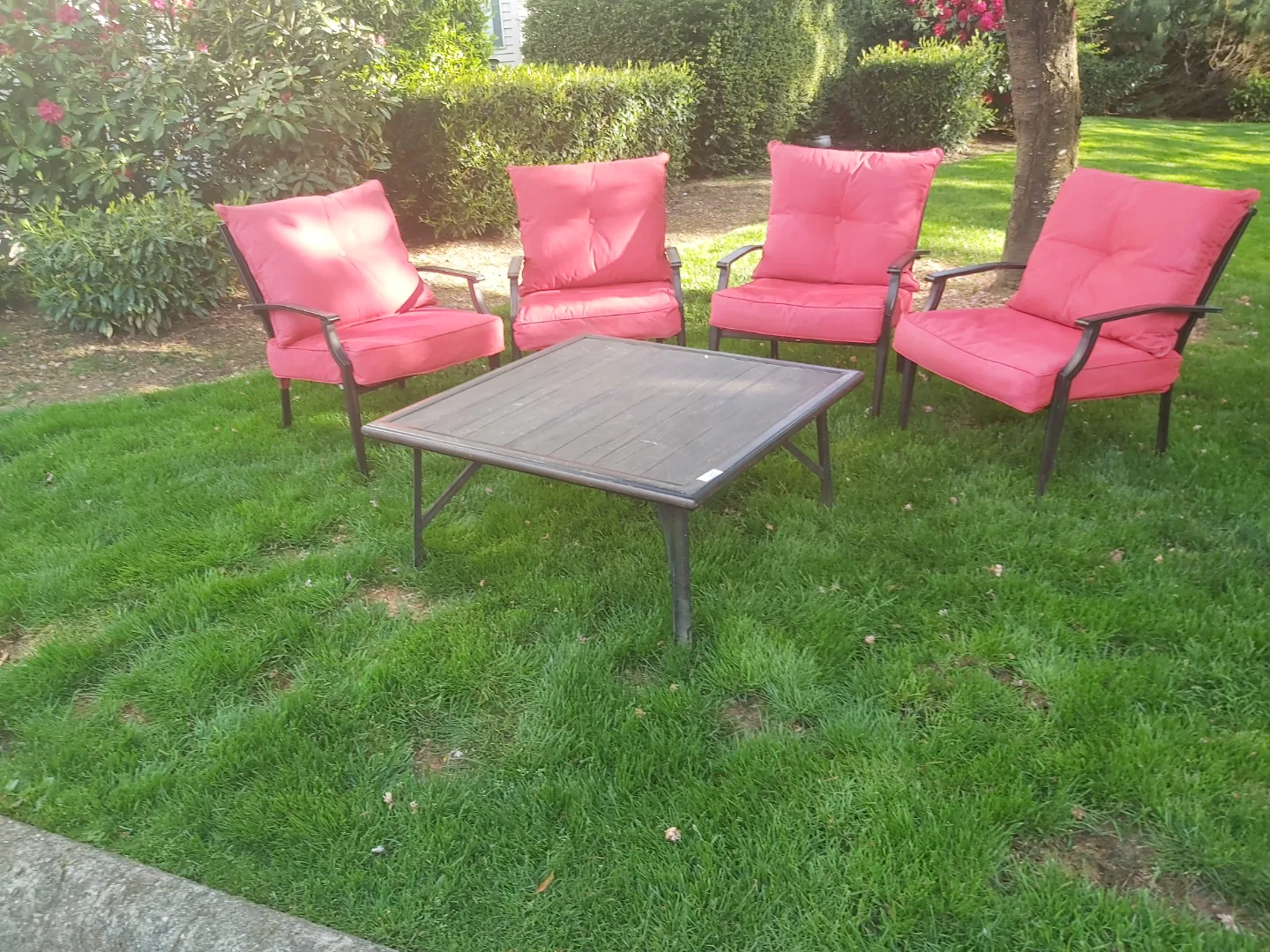 4-Piece Outdoor Patio Set with Square Coffee Table