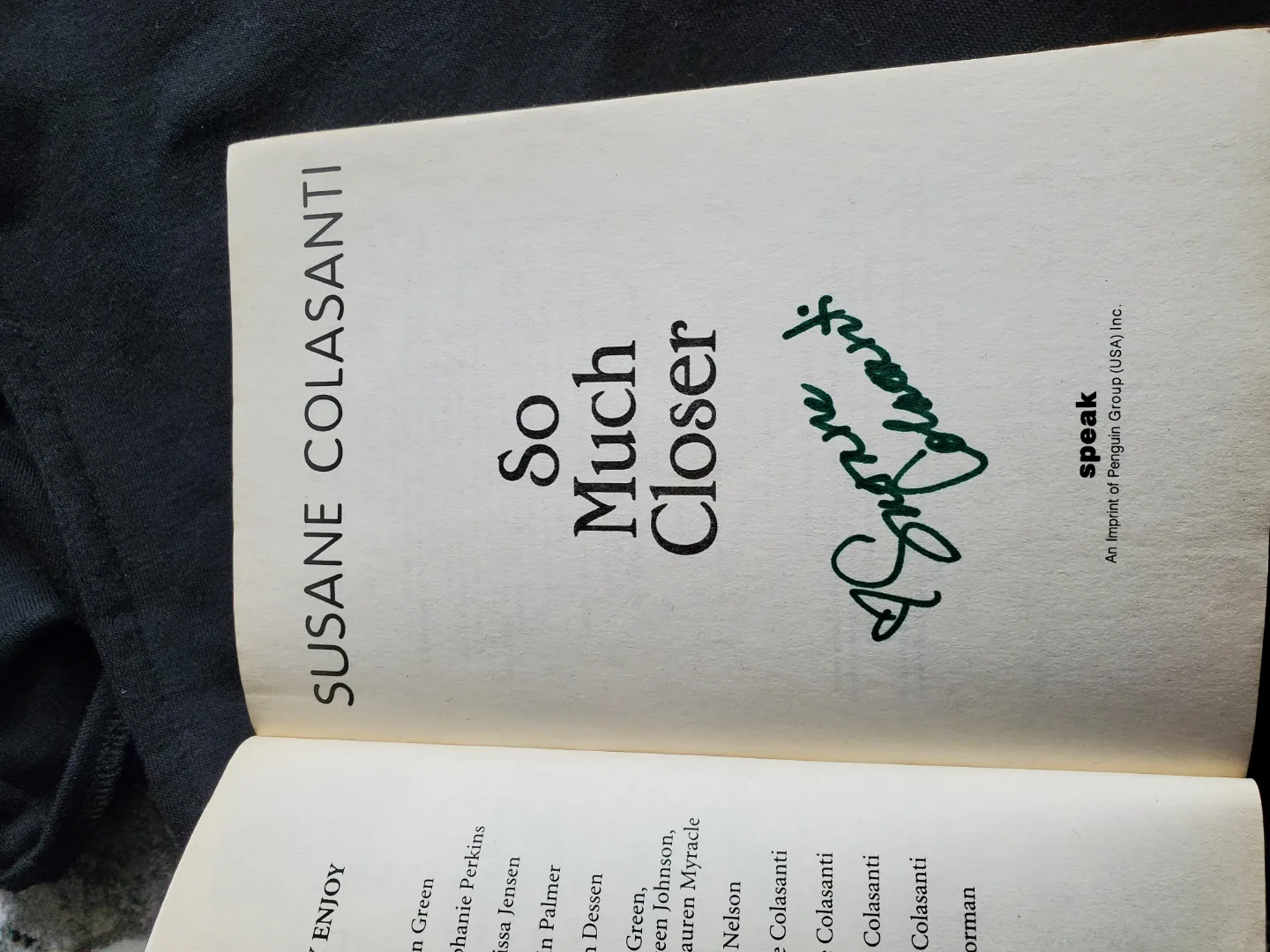 Signed Book: So Much Closer by Susane Colasanti image indicator(3)