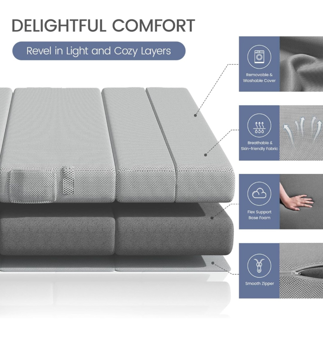 Foldable Tri-Fold Mattress - Twin Size - photo 2