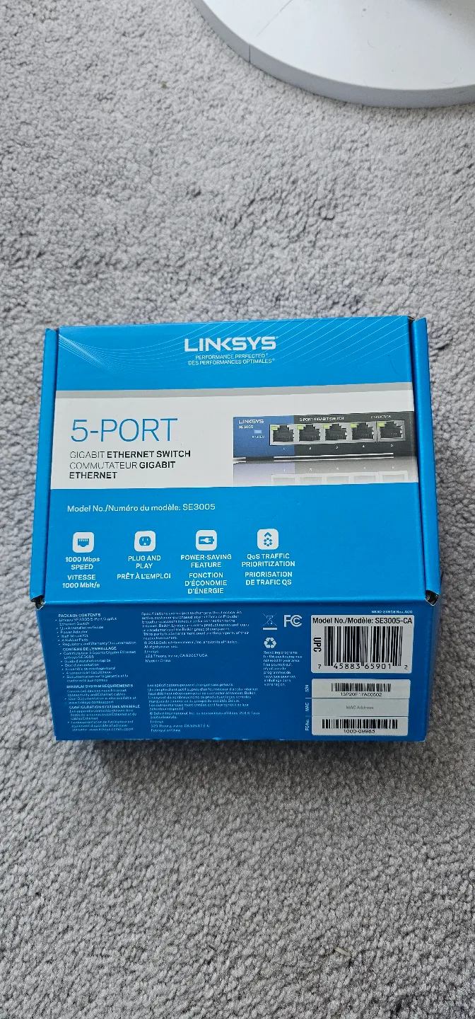 Linksys SE3005 5-Port Gigabit Ethernet Switch - New in Box thumbnail