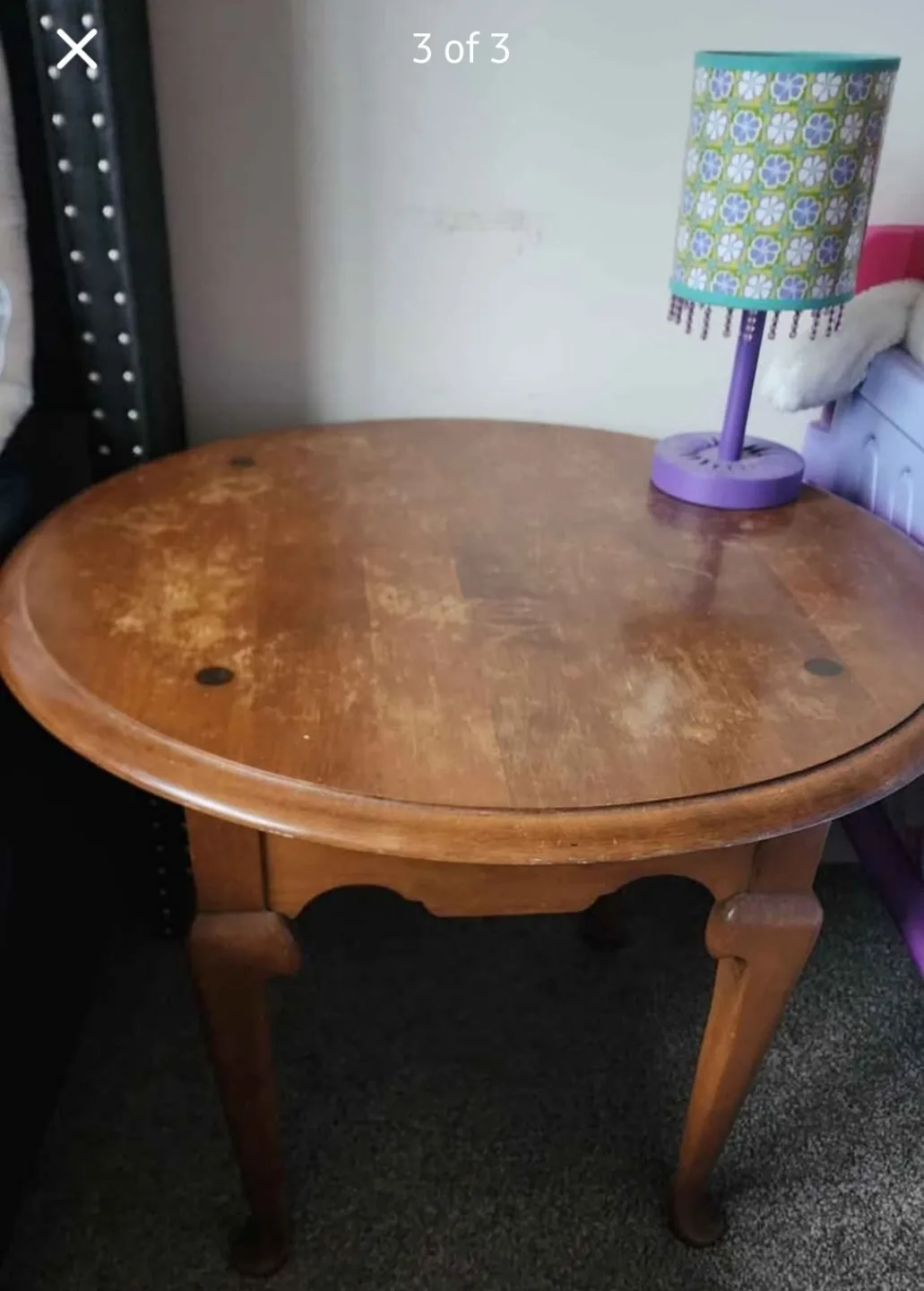 Round Wooden End Table thumbnail