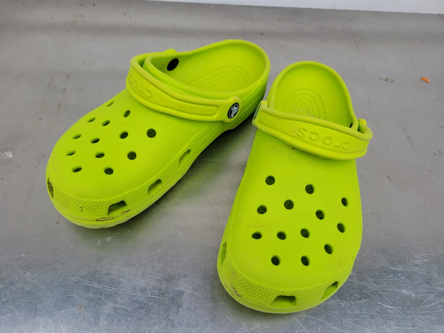 Lime green CROCS mens 7 or ladies 9. Good shape thumbnail