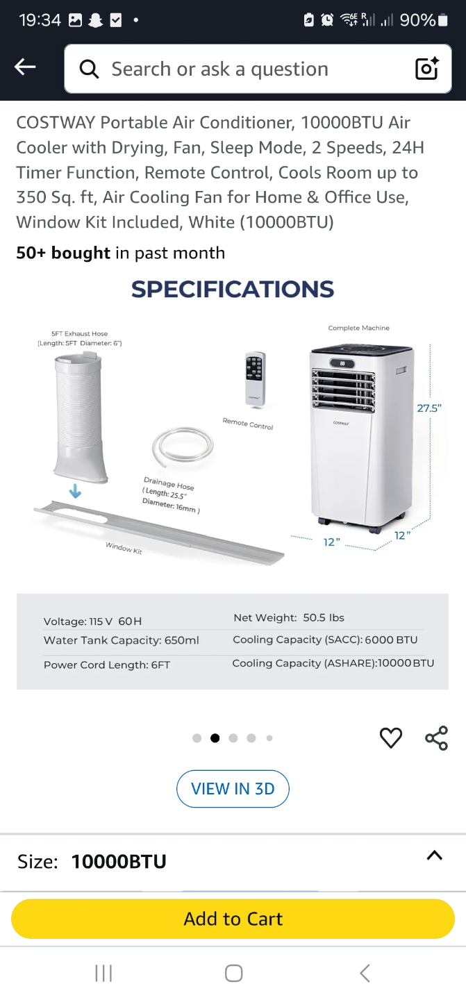COSTWAY 10000BTU Portable Air Conditioner - photo 2