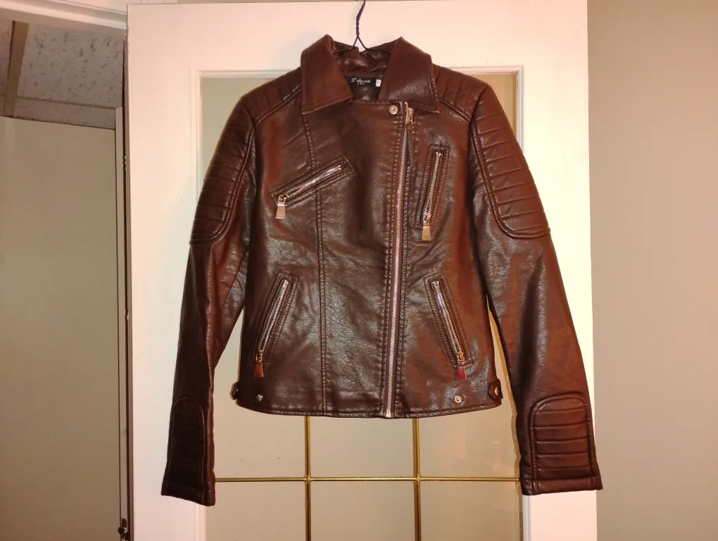 Brown Faux Leather Jacket thumbnail