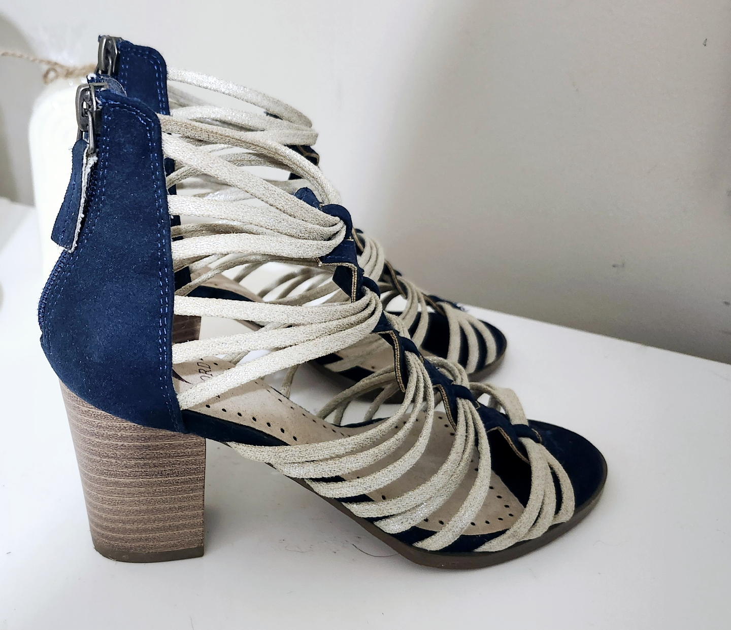 European 36 Navy Women's Strappy Heels - photo 3