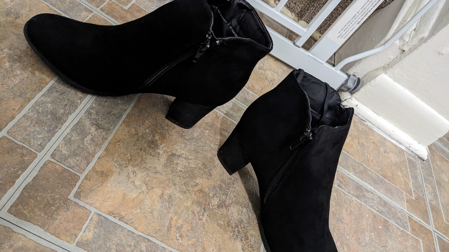 Black Suede Ankle Boots with Fringe Detail - photo 3