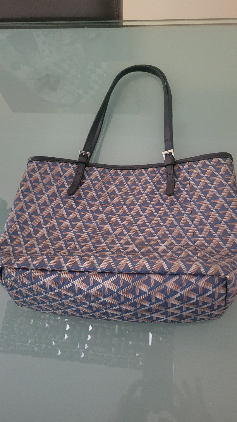 Lancaster Paris Tote Bag Blue and Beige