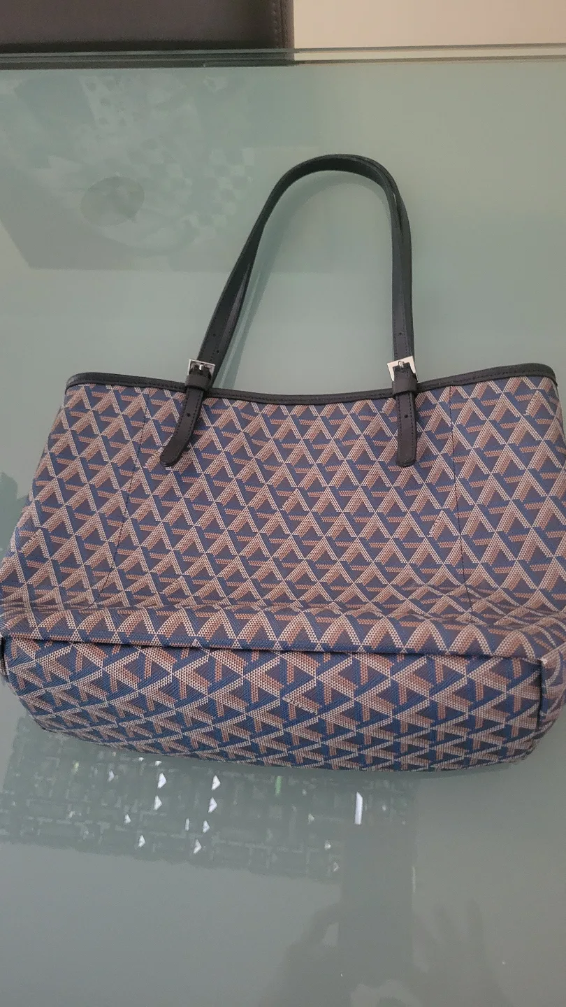 Lancaster Paris Tote Bag Blue and Beige thumbnail