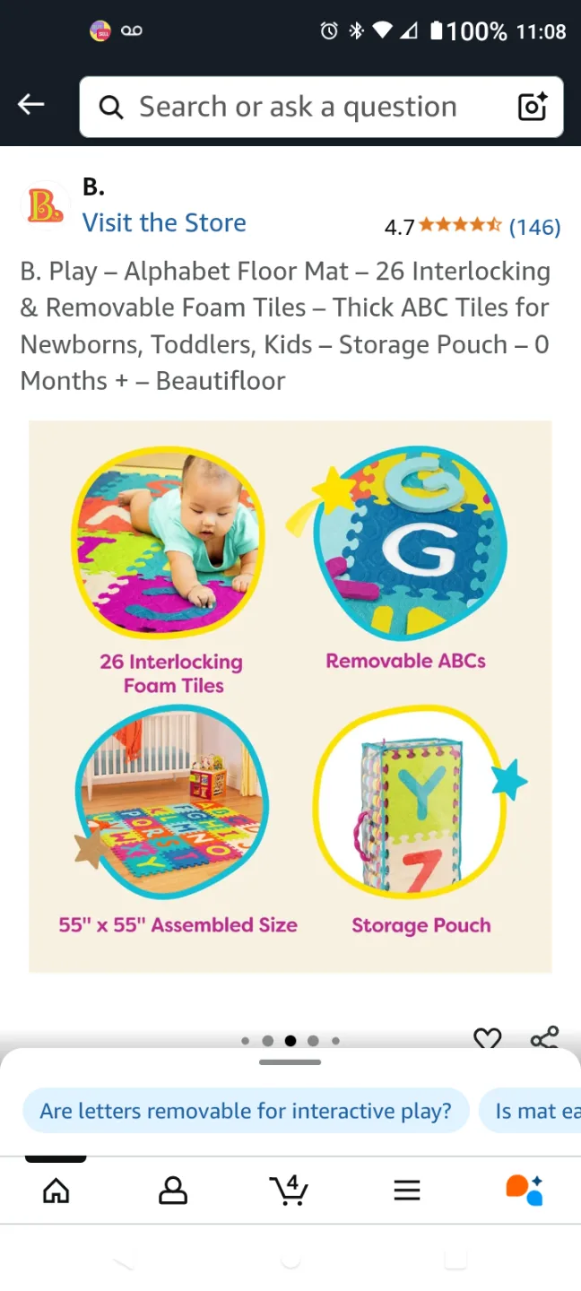 B. Play Alphabet Floor Mat - 26 Interlocking Foam Tiles image indicator(2)