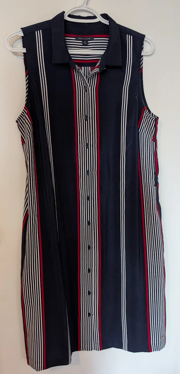 Tommy Hilfiger Sleeveless Striped Shirt Dress - Size L/G thumbnail