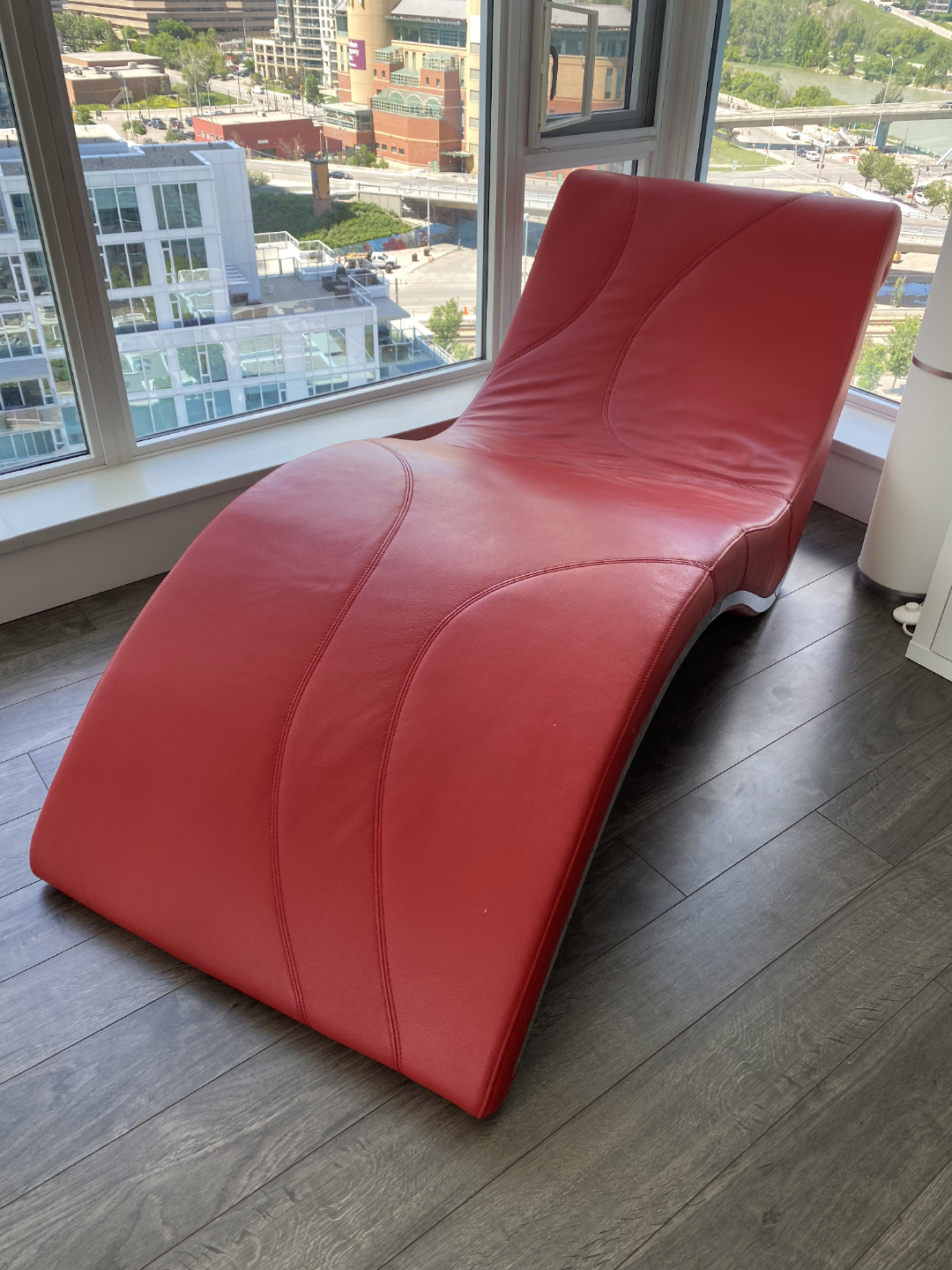 Red Leather Chaise Lounge