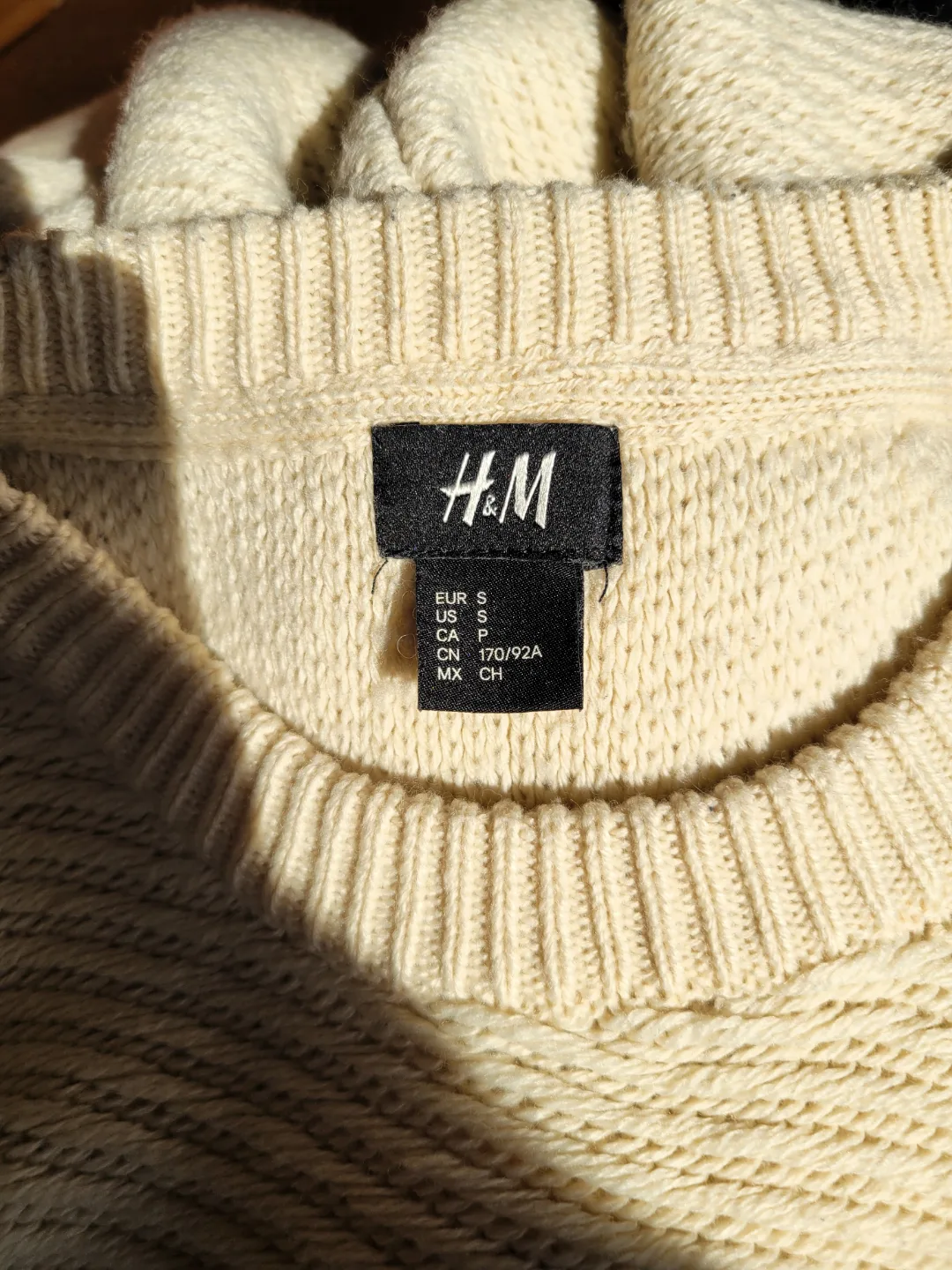 H&M Men's Ivory Wool Blend Knit Sweater - Small image indicator(5)