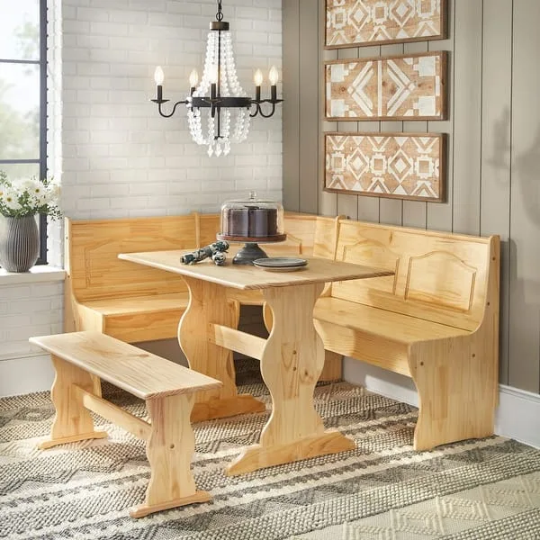 Natural Pine Corner Breakfast Nook Set( New in a box) thumbnail