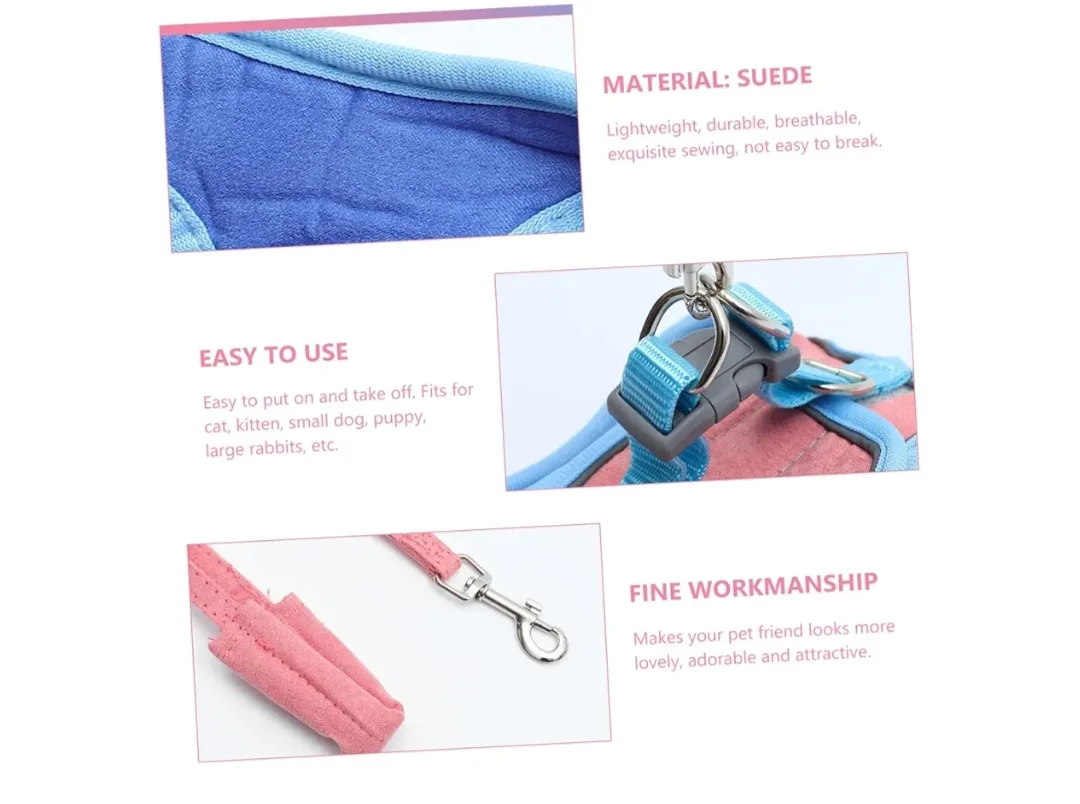 Dog Harness and Leash Set - Pink and Blue - Size L image indicator(5)