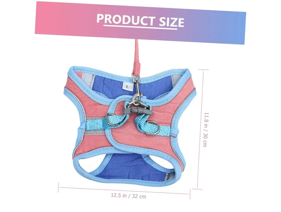 Dog Harness and Leash Set - Pink and Blue - Size L image indicator(7)