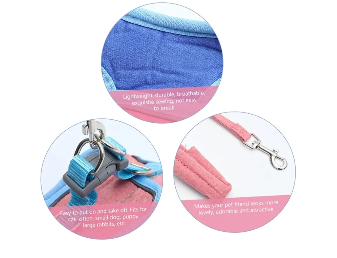 Dog Harness and Leash Set - Pink and Blue - Size L image indicator(8)