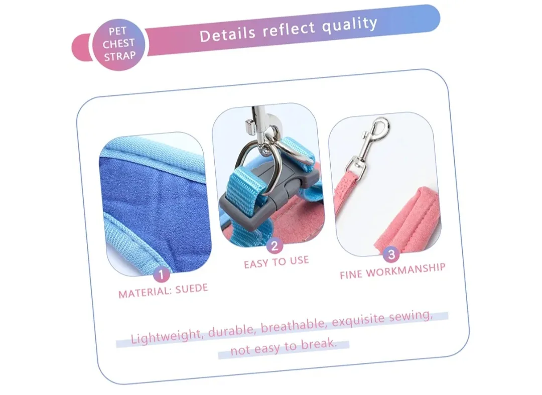 Dog Harness and Leash Set - Pink and Blue - Size L image indicator(9)