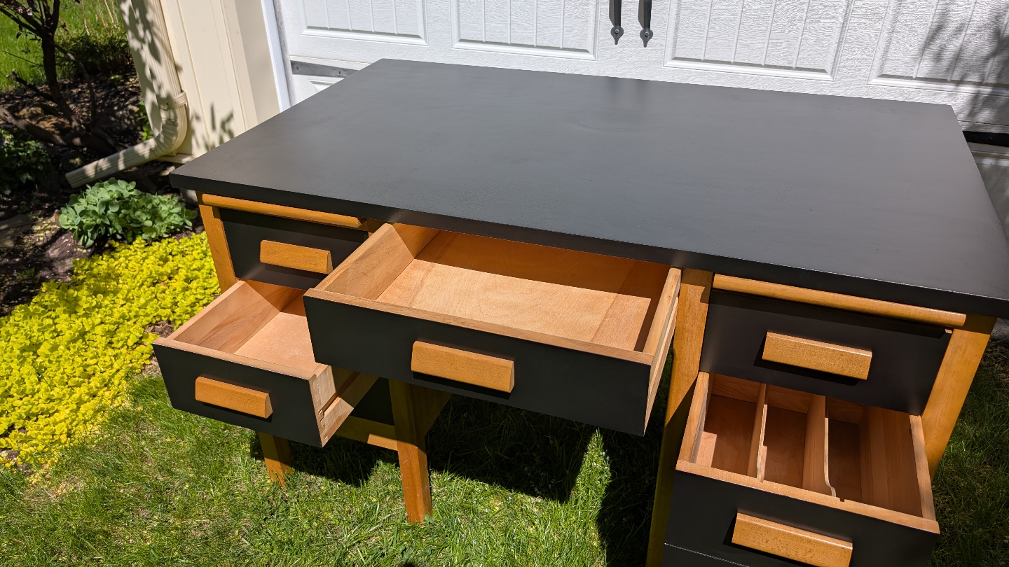 Vintage Teacher's Desk In Oak - photo 4