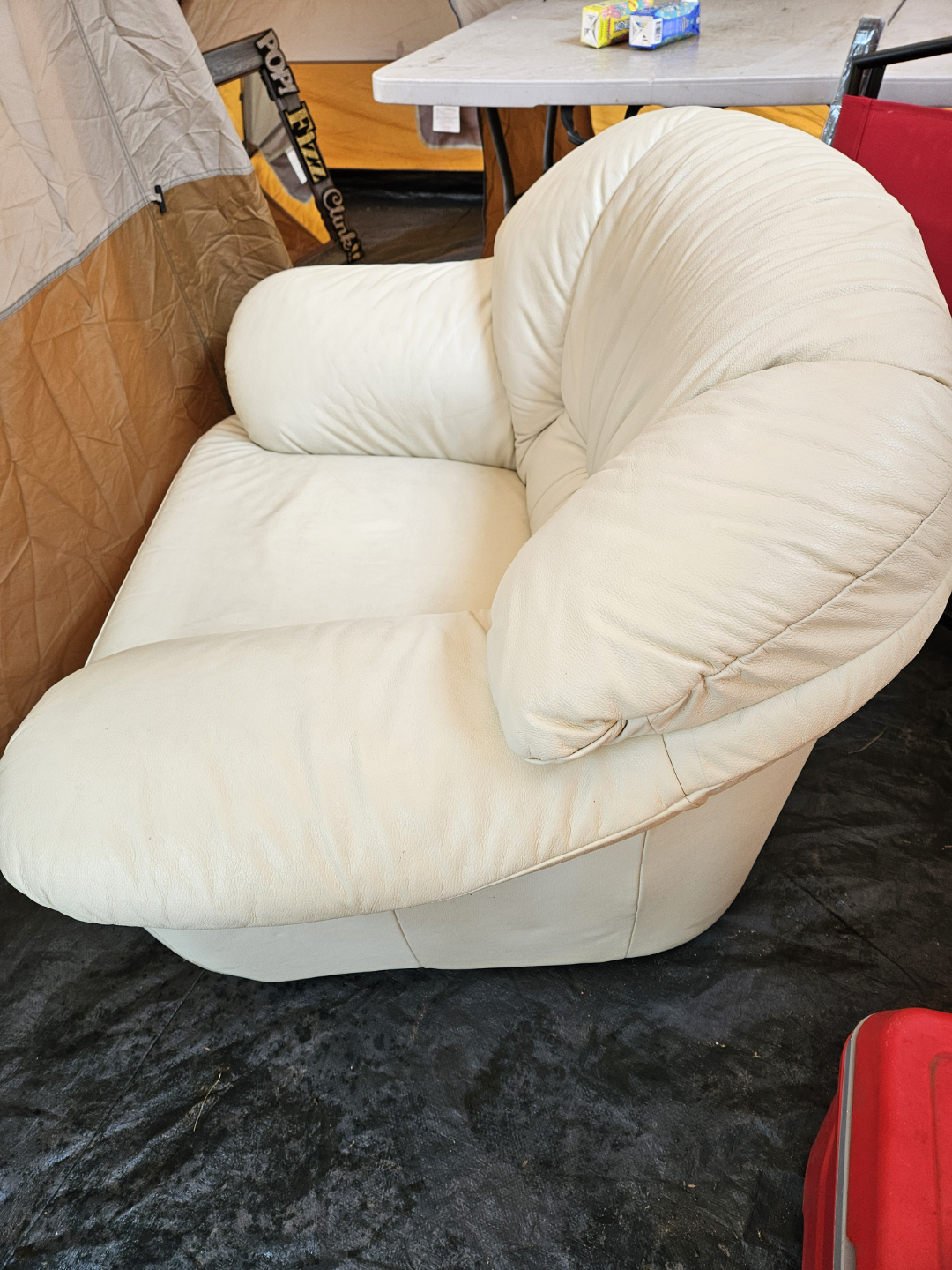 Cream Leather Accent Chair - photo 2