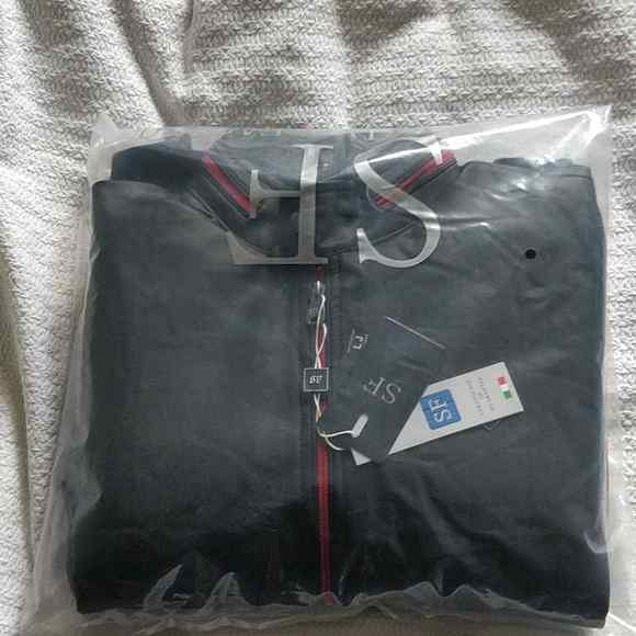 Men's Black Leather Jacket with Red Accents - photo 3