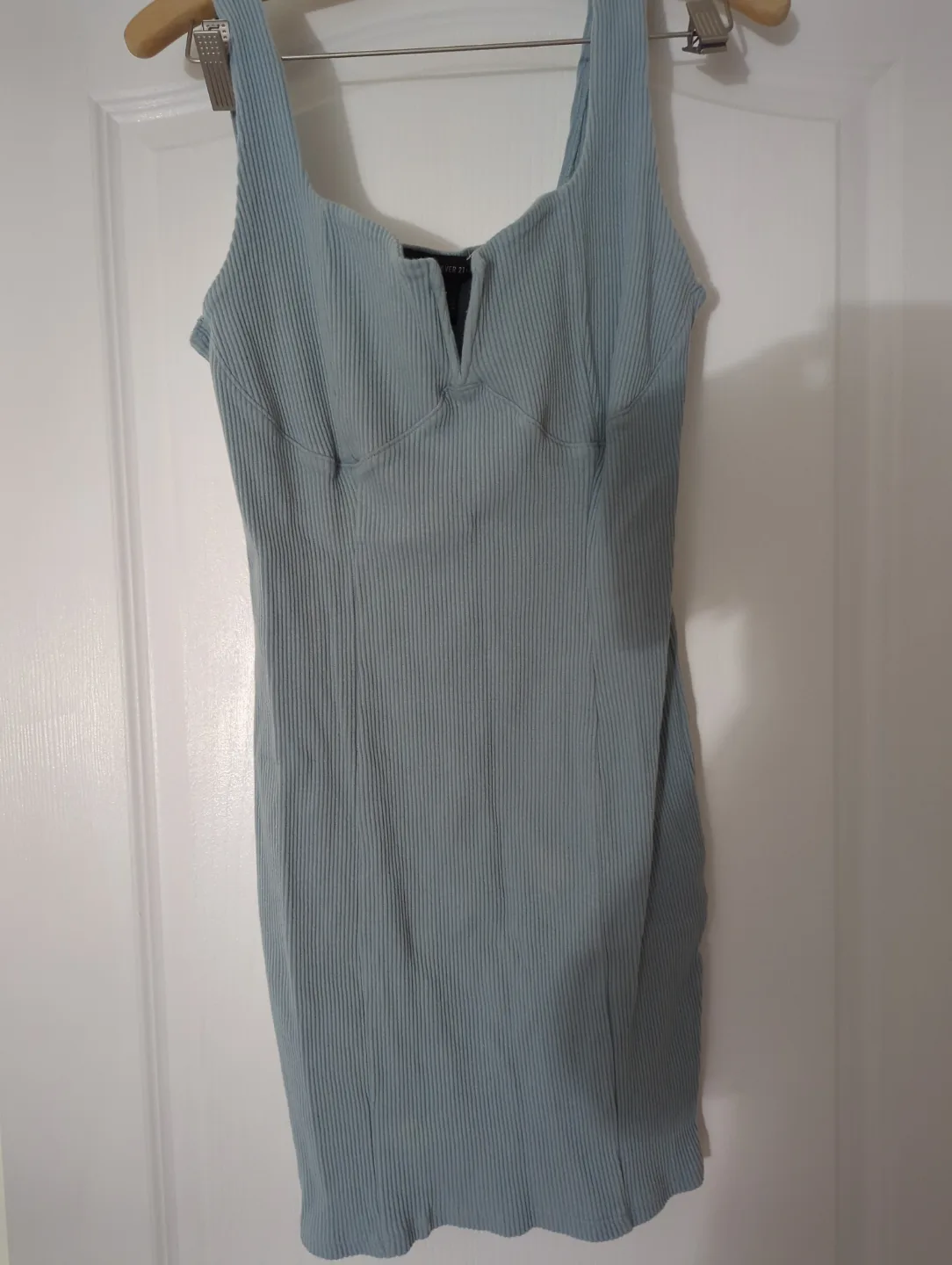 Forever 21 Light Blue Ribbed Mini Dress thumbnail