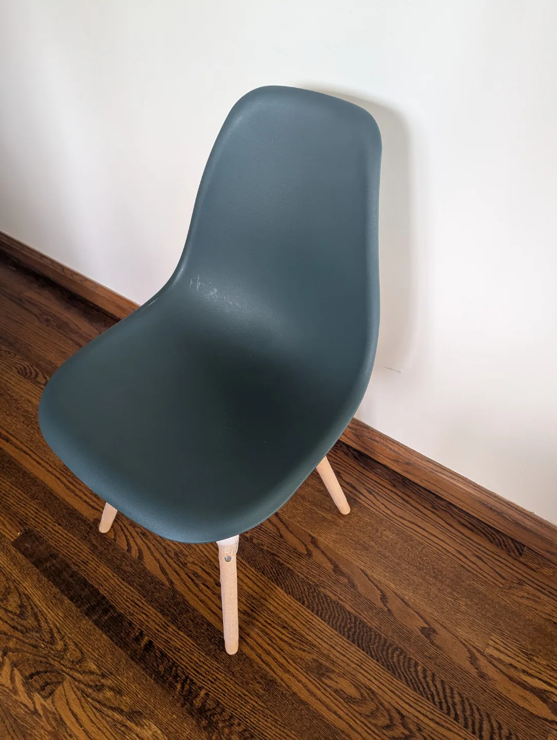 Teal Plastic Chair with Wooden Legs Set of 4 image indicator(6)