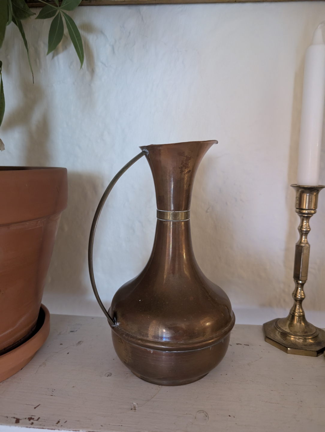 Vintage Copper Brass Pitcher Vase