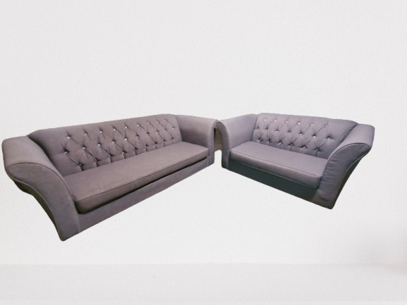 Grey fabric sofa and loveseat set