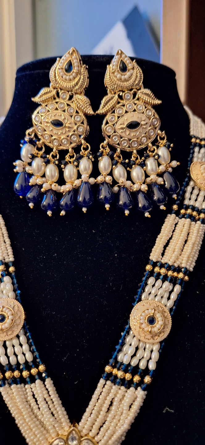 Gorgeous Pearl and Blue Stone Necklace Set - photo 2