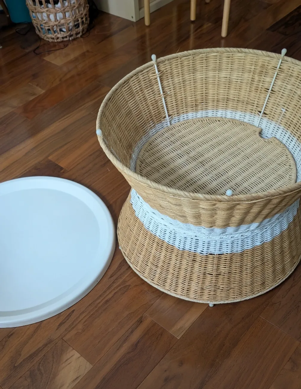 IKEA Wicker Coffee Table with White Top image indicator(3)
