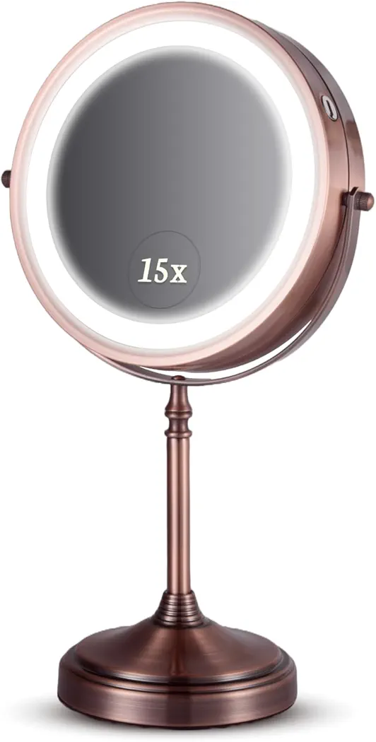 MIRRORVANA 15x Lighted Makeup Mirror - Antique Bronze