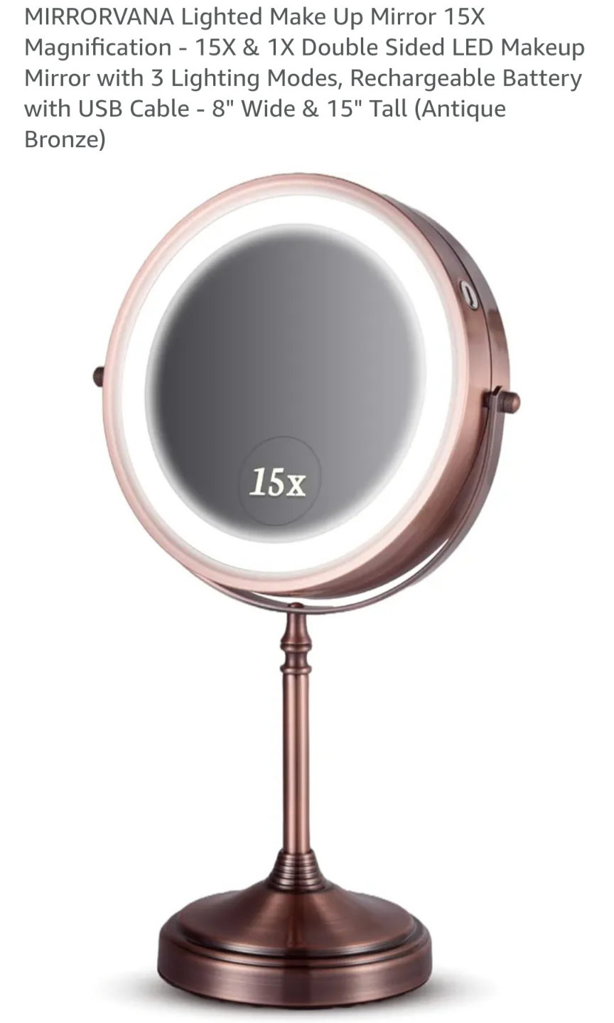 MIRRORVANA 15x Lighted Makeup Mirror - Antique Bronze - photo 3