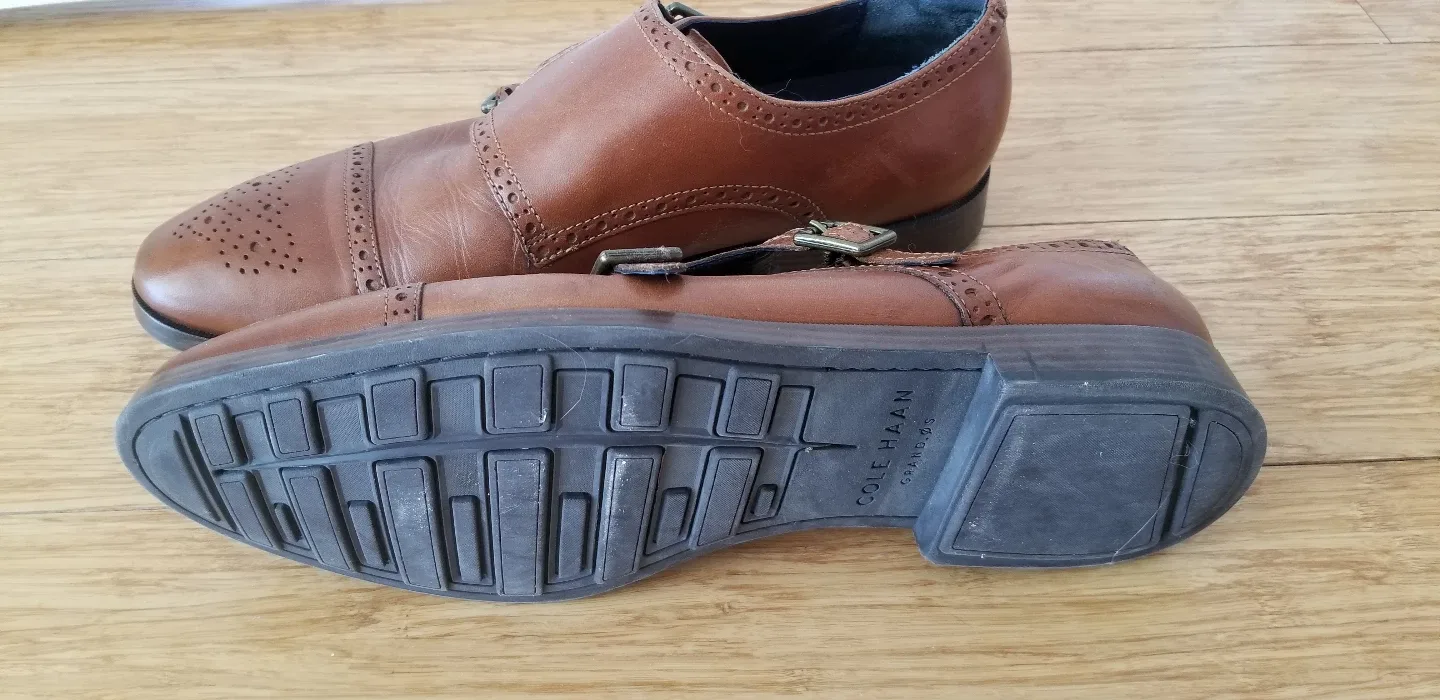 Cole Haan Grand Men's Brown Leather Monk Strap Shoes - Size 11M image indicator(2)