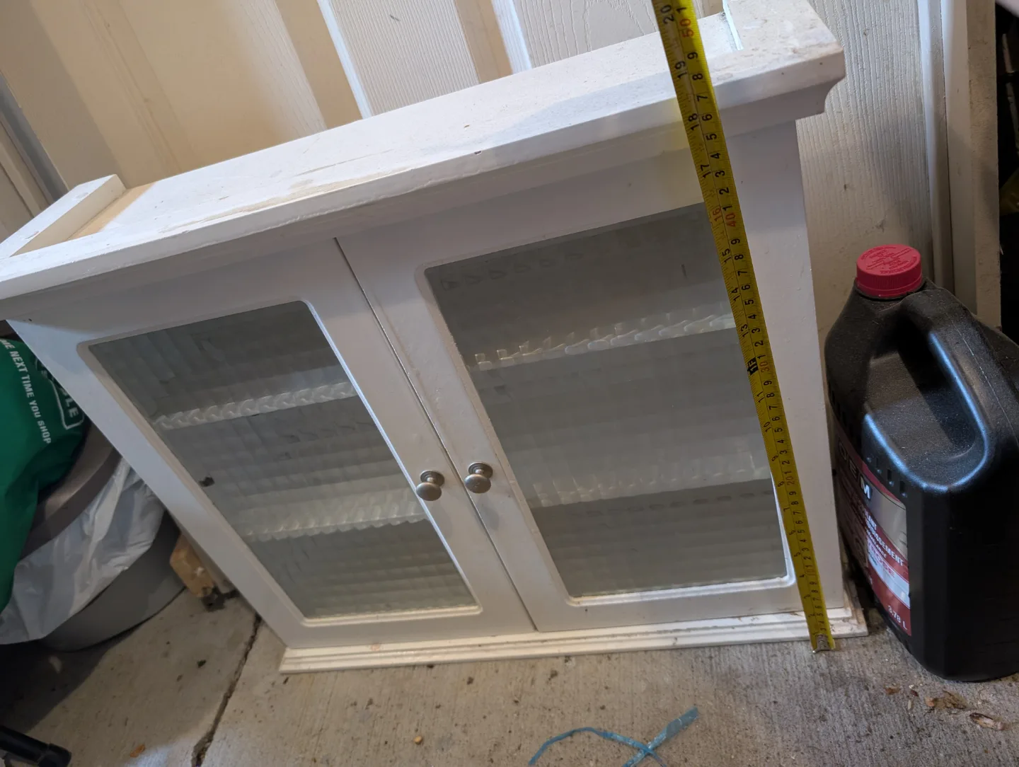 White Wooden Wall Cabinet with Glass Doors image indicator(3)