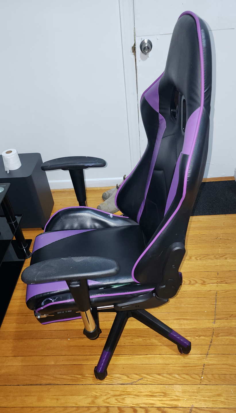 Purple and Black Gaming Chair with Footrest